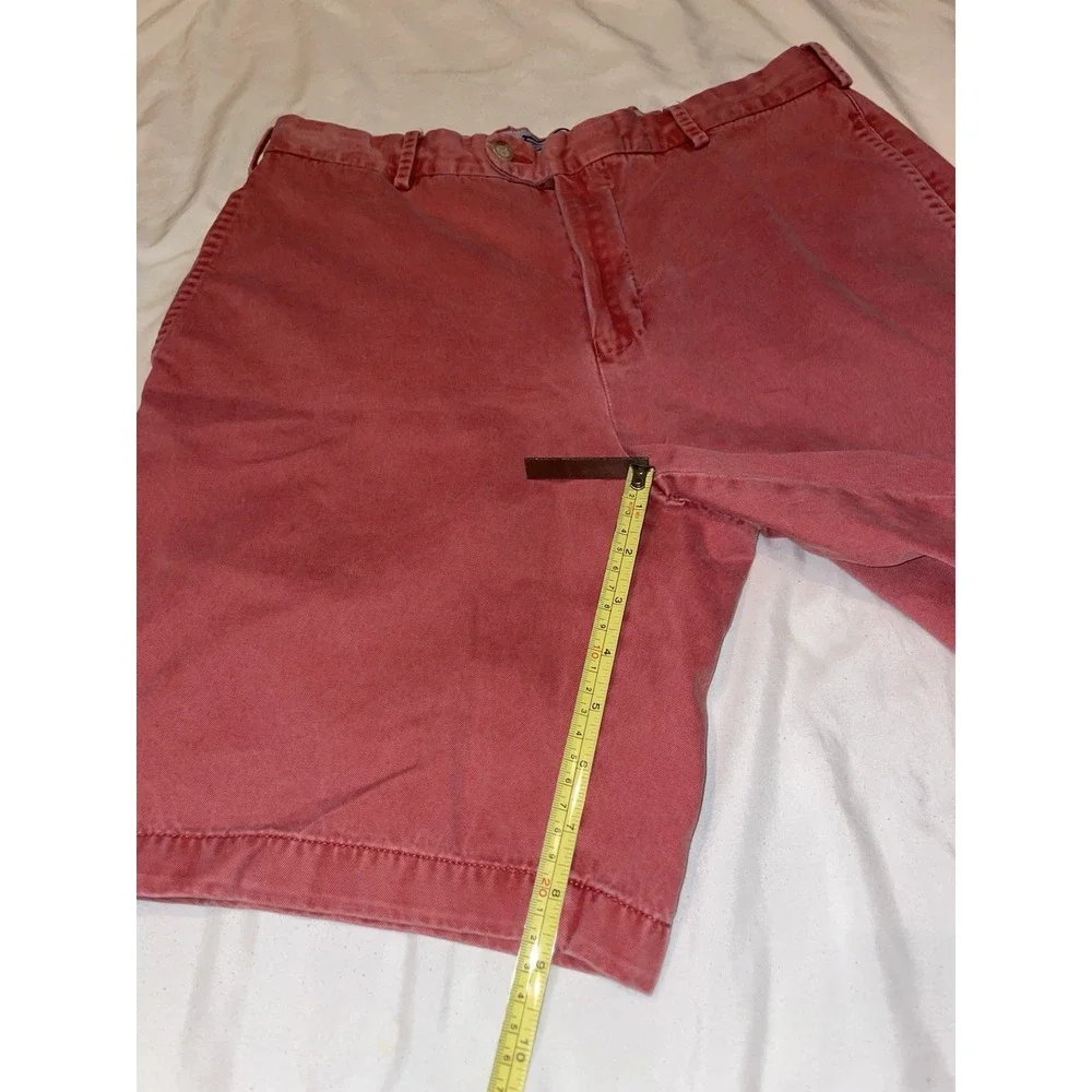 Peter Millar Mens Pima Cotton Flat Front Chino Shorts Salmon Pink Size 33 8.5 In